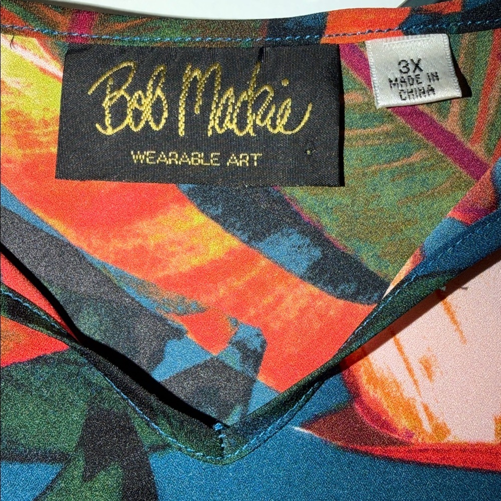 Stunning Bob Mackie Tropical Print Maxi Caftan Size 3X - Picture 4 of 5
